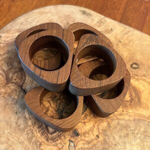 Teak Otagiri Mid Century Modern Triangle Wooden Napkin Holders Set of 6